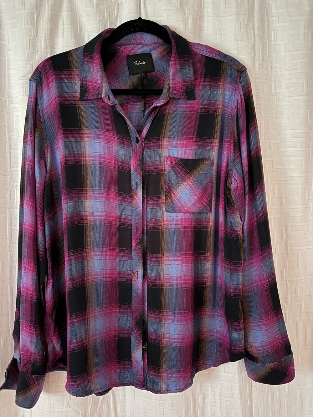Rails Hunter Magenta Sky Plaid Button Down Shirt Size L NWT